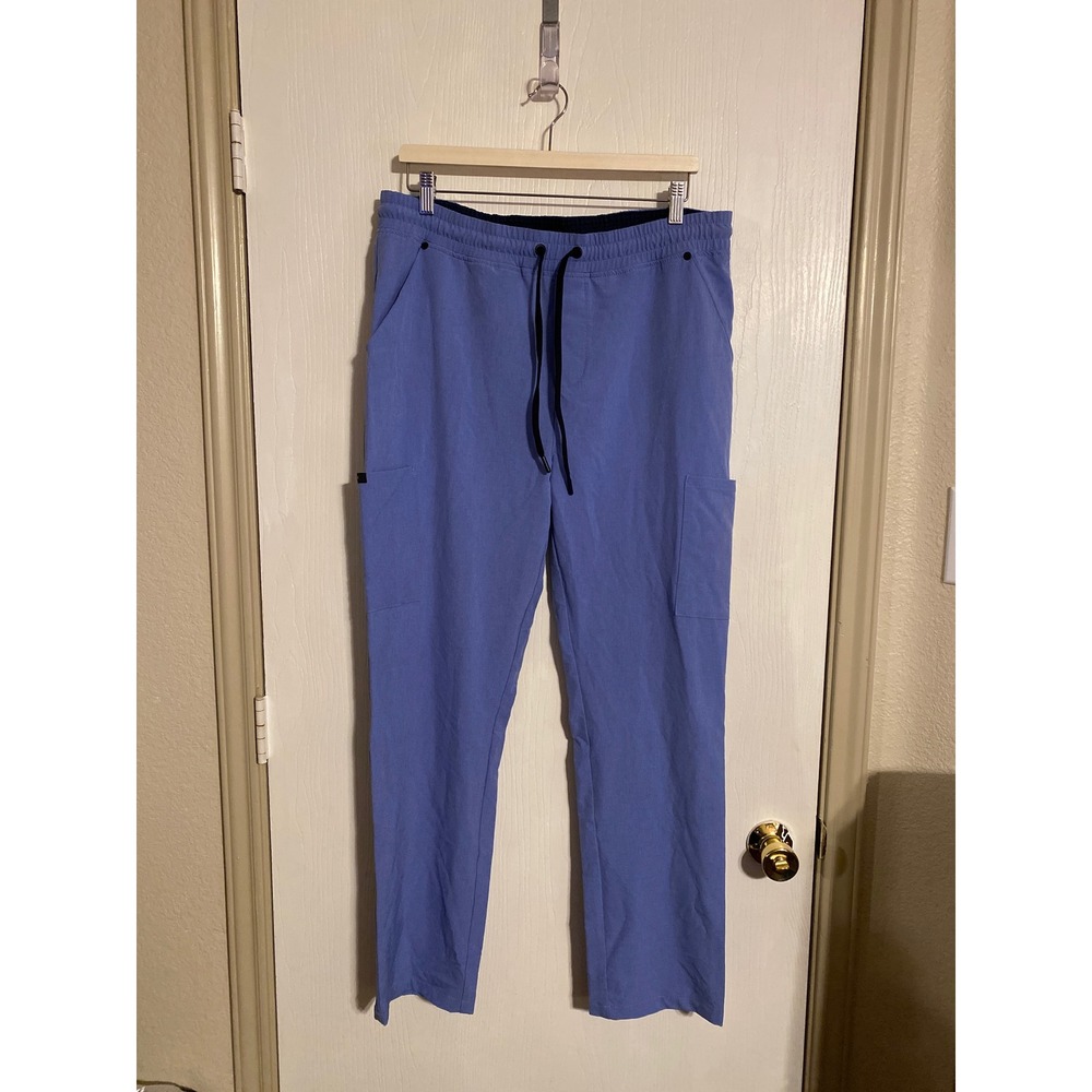 Jaanuu Mens Scrub Pants Ceil Blue Cargo Drawstring Size Large 0474